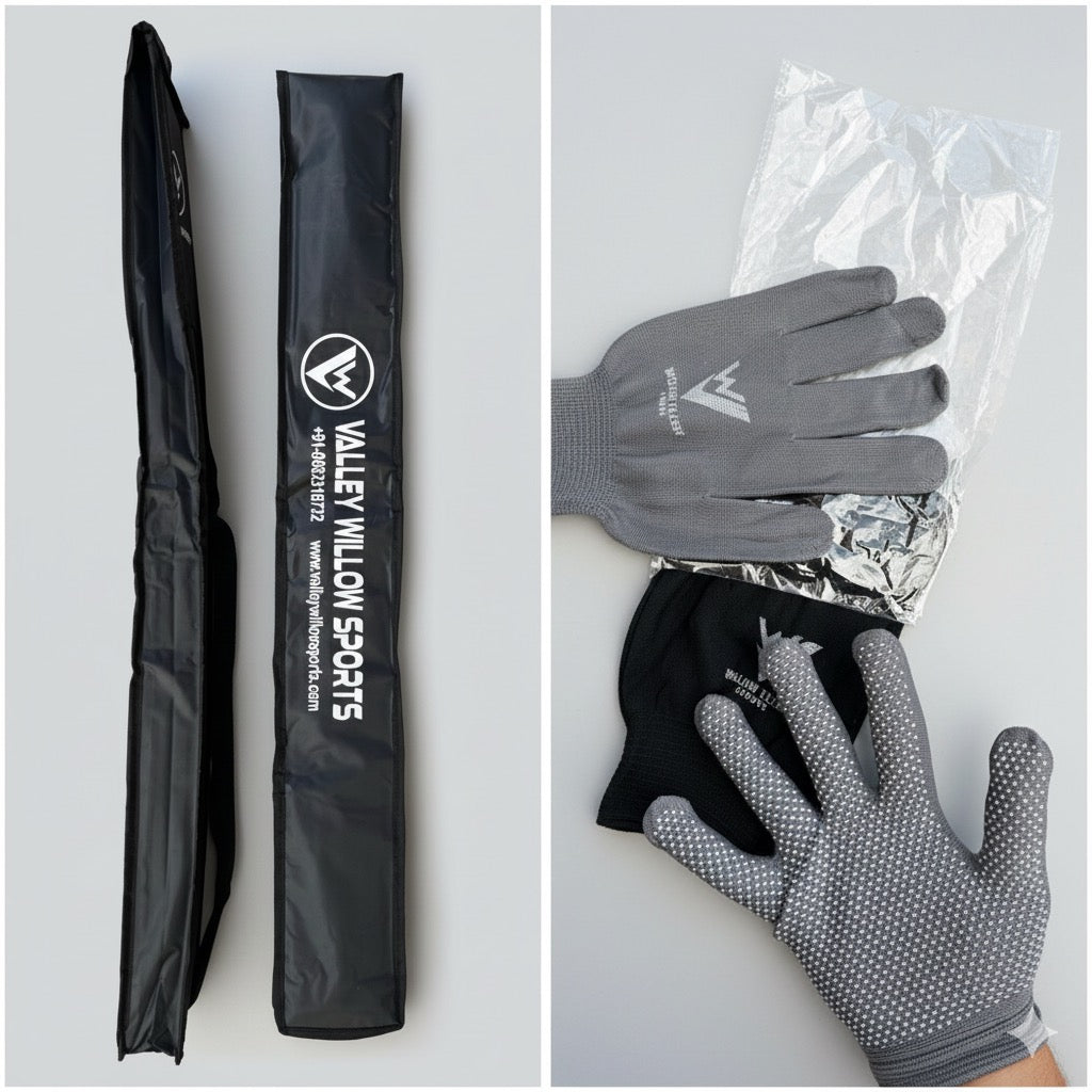 Cricket Bat Cover & Grip Gloves Combo